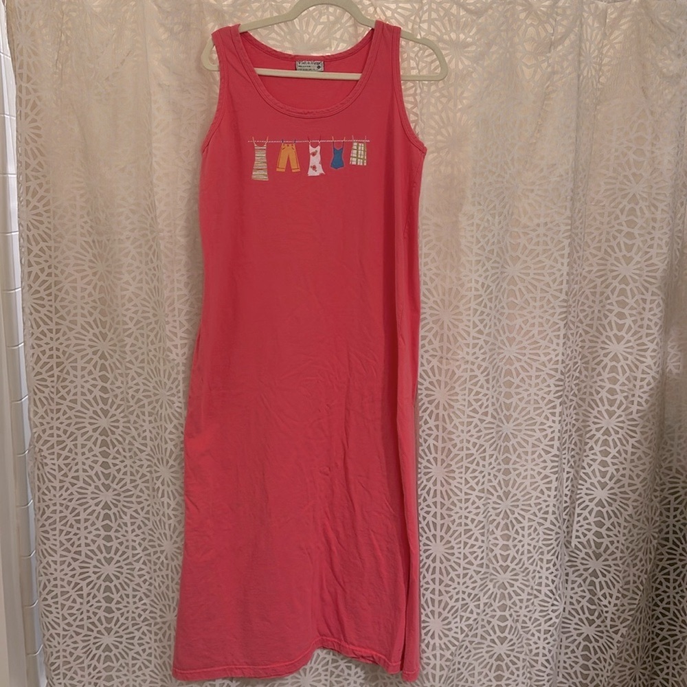 👗 Vintage 2003 Soft As A Grape Pink Graphic Tank Maxi Dress Y2K Medium